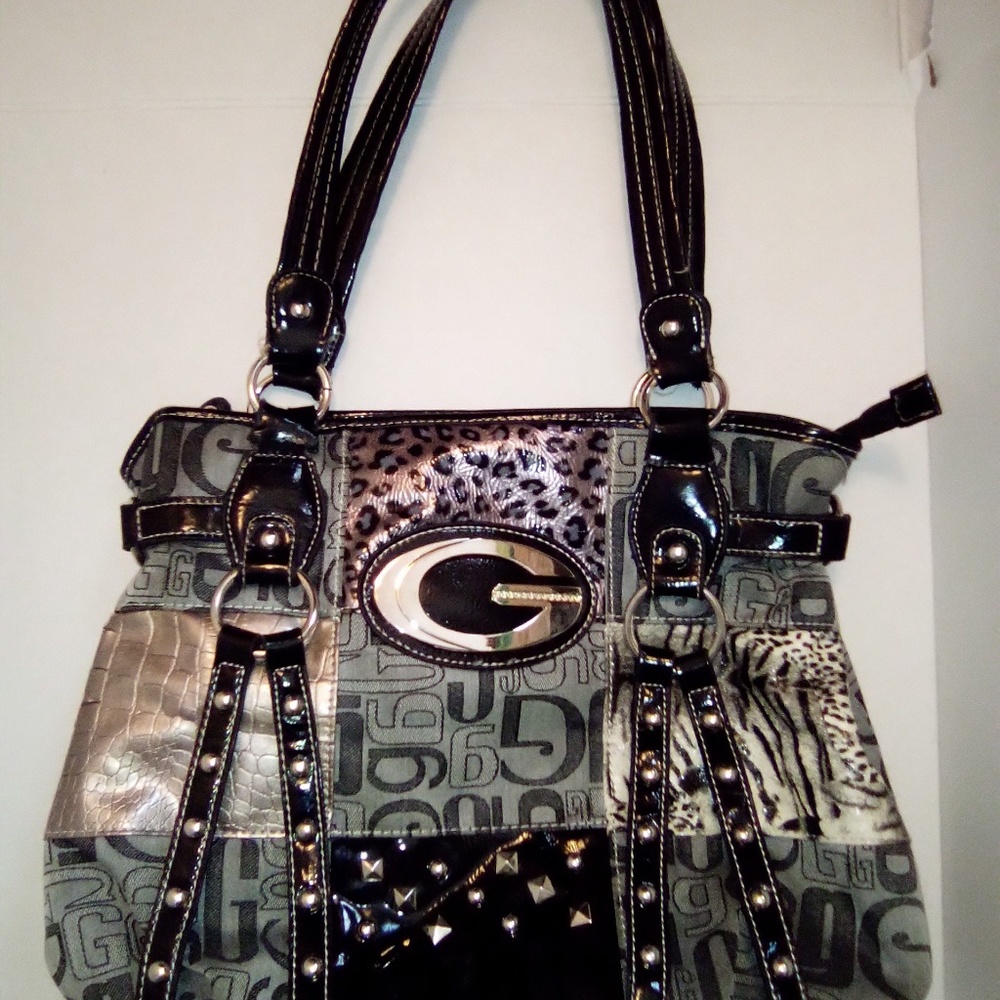 Guess Animal & Logo Print Large Purse